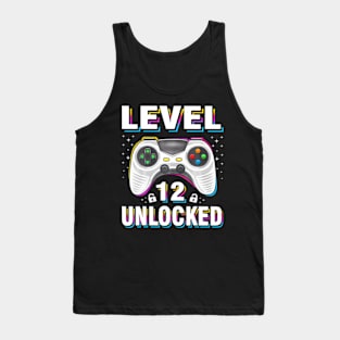 12th Birthday Boy Level 12 Unlocked Video Gamer 12 Years Tank Top